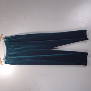 VTG Diane Von Furstenberg Green Velour/Velvet Pull-on Pants Women's Large
